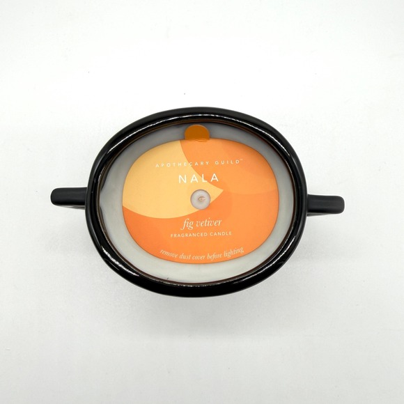 Apothecary Guild Nala Fig Vetiver Candle Matte Black Ceramic Face Jar 10oz Zodax - Picture 5 of 7